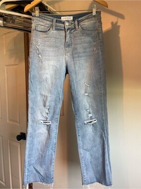 Flying Monkey Light Blue Distressed Straight Leg Jeans